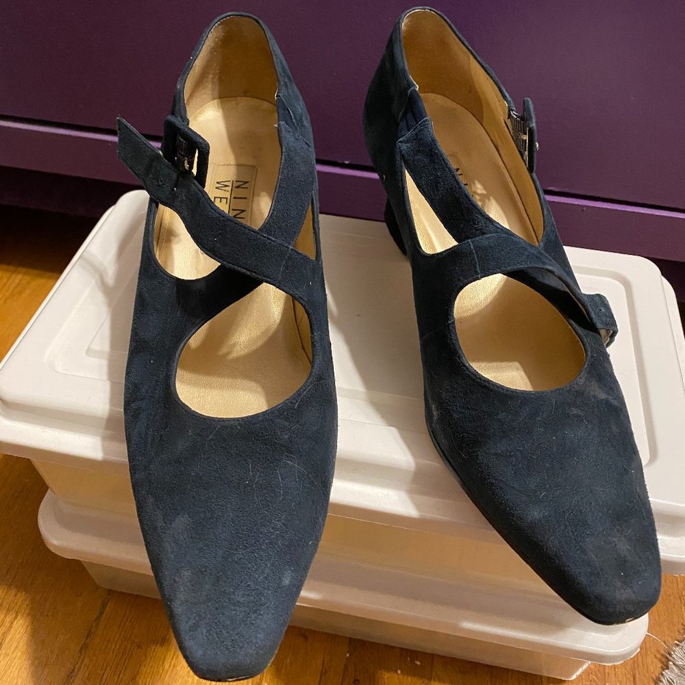 Nine West Vintage Blue Suede Low Heels 8.5N